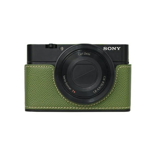 GadgetCom Coque Demi-Caméra Compatible avec Sony RX100 VII 7 VI 6 V 5 IV 4, Coque de Protection en Cuir PU Antidérapante