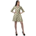 thumbnail image 3 of Moomaya Drawstring Mini Dress Printed Poly Crepe Women Ruffle Sleeve Shirt Dress, 3 of 4