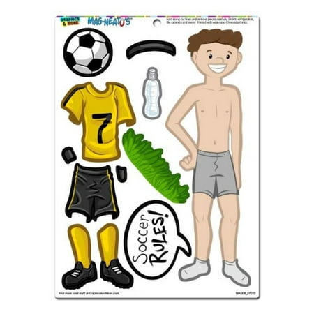Graphics and More 'Boy Soccer Player Dress-Up' Football Sports Funny MAG-NEATO'S Novelty Gift Paper Doll Locker Refrigerator Vinyl Magnet (Best Body Football Player)