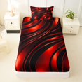 thumbnail image 3 of Castle Fairy 3D Metallic Red Wave Twin Sheets 3pcs,Glossy Curved Modern Abstract Bedding,Scarlet Black,1 Fitted Sheet,1 Flat Sheet and 1 Pillowcase, 3 of 6