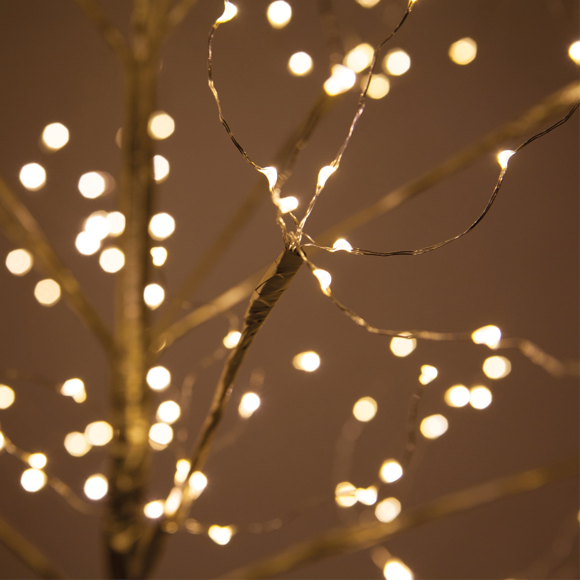 Wintergreen Lighting 3ft Lighted Tree Decoration with Gold Branches, 270 Warm White Fairy Lights, Fairy Light Tree