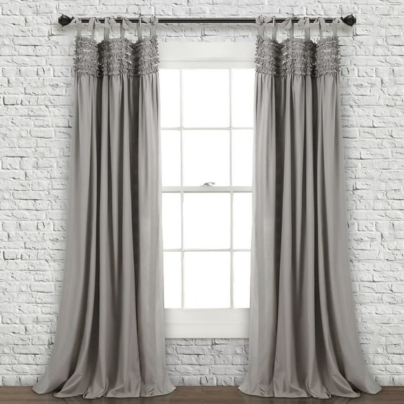 Lush Decor Lydia Ruffle Window Curtain Panels Gray 40X95 Set