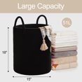 thumbnail image 2 of Inadays Laundry Basket 51L Large Clothes Laundry Hamper Woven Cotton Rope Tall Laundry Bag Baskets Toy Storage Organizer Collapsible Storage Basket for Blanket, Toys, Clothes, Pillows, Black, 2 of 9