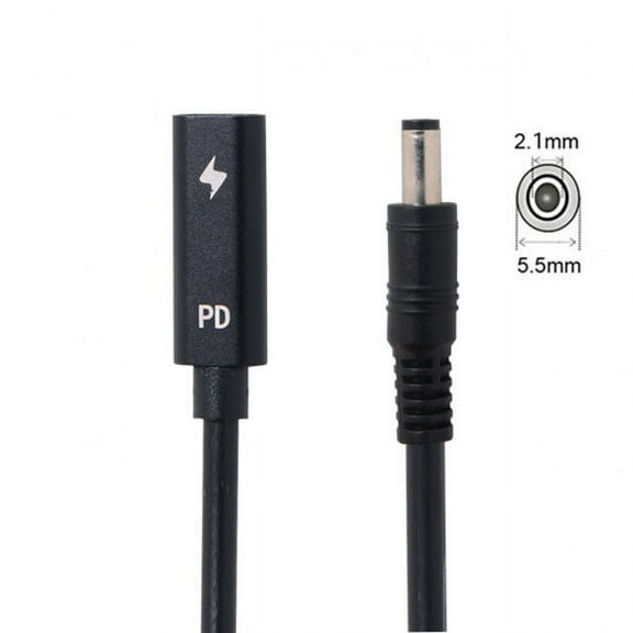 FVH Type C USB-C Female Input to DC 5.5*2.1mm Power PD Charge Cable fit for Laptop 18-20V