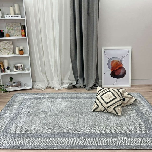 Alfa Rich 3x5 Light Gray Area Rugs for Living Room Bedroom Cotton Washable Pet Friendly Runner