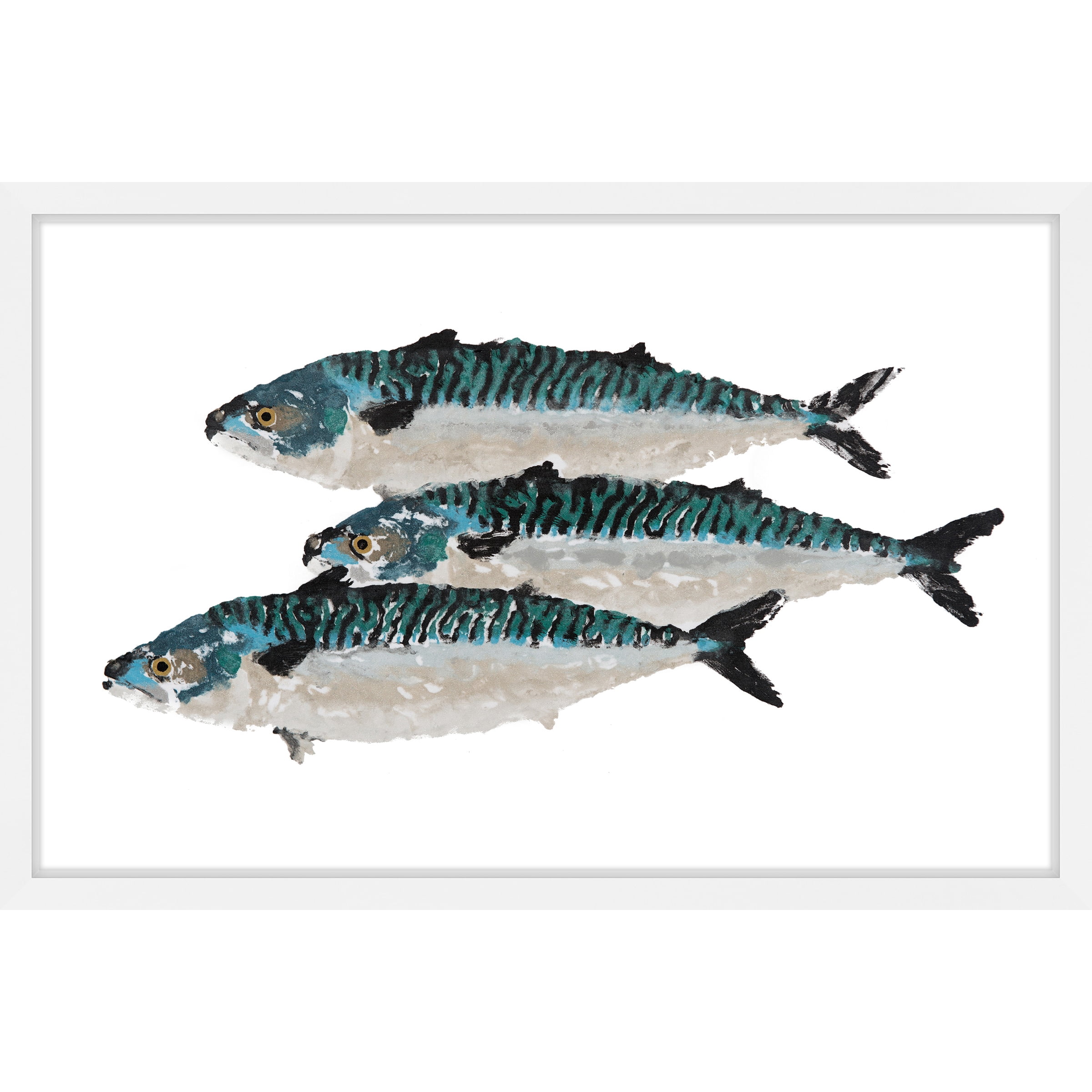 Marmont Hill "Fish Trio" by Michael Pantalos Framed Painting Print