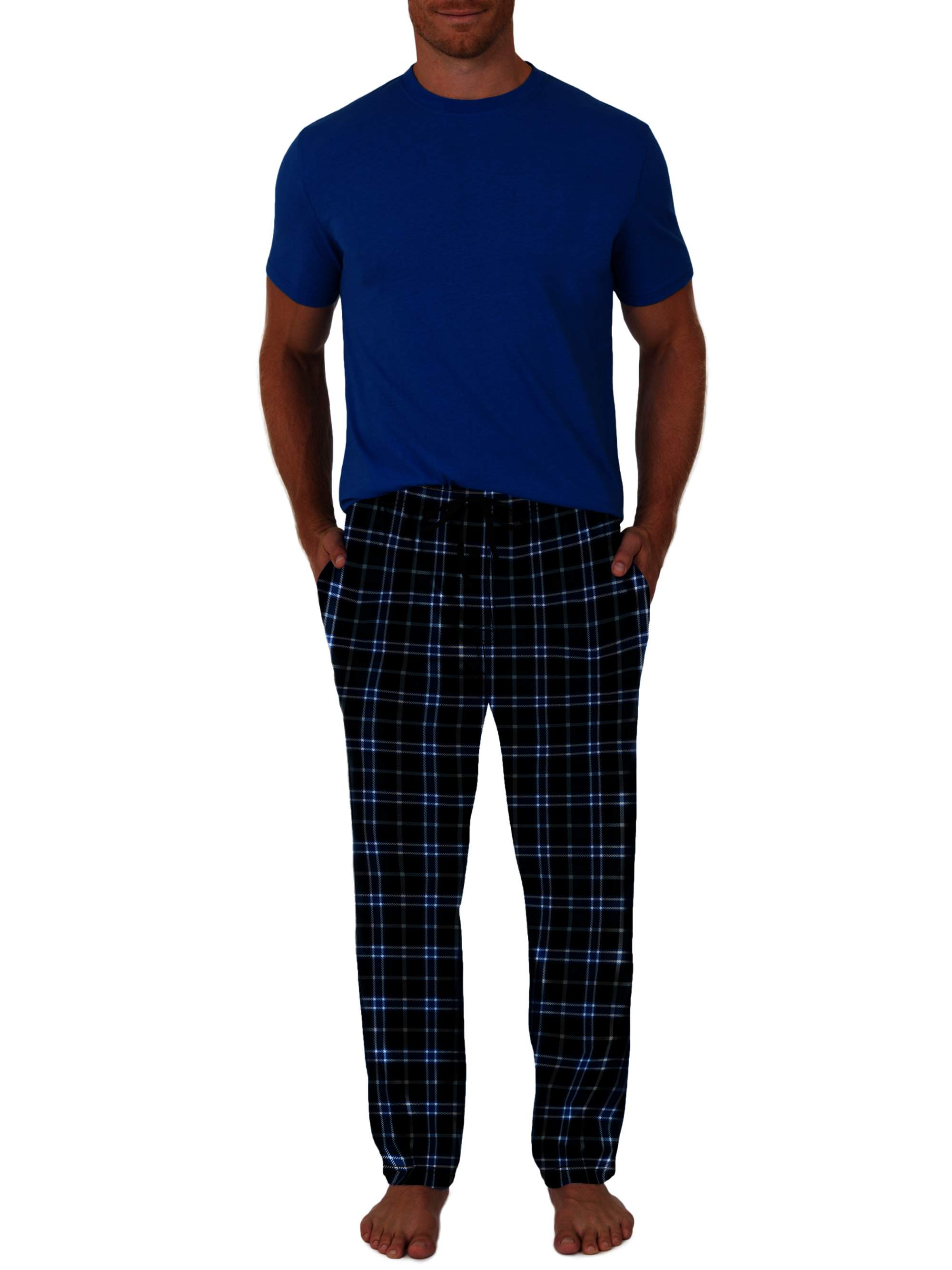 Fruit Of The Loom Men's Short Sleeve Crew Neck Top and Fleece Pajama Pant Set - image 3 of 5