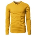 thumbnail image 2 of H2H Mens Casual Slim Fit Long Sleeve V-neck T-Shirts Of Various Colors MUSTARD US XS/Asia S (KMTTL0374), 2 of 6