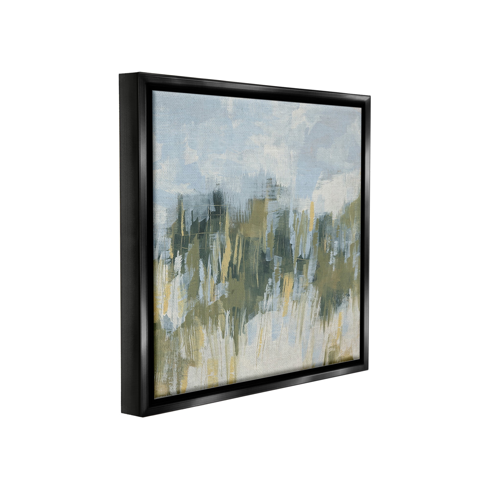 Stupell Industries Abstract Grassy Landscape Abstract Painting Black Floater Framed Canvas Art Print Wall Art, 18 x 18