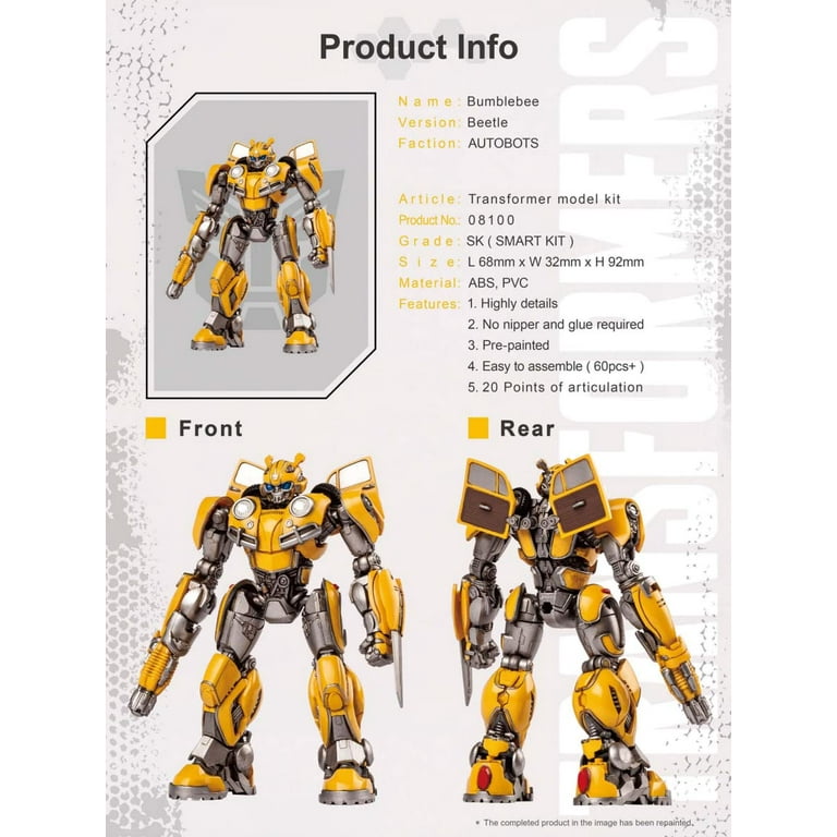 Transformers Bumblebee Figure Model Kit Beetle Easy to Assemble 3D Articulated Action Pre Painted Collectible Series Toys Hobby