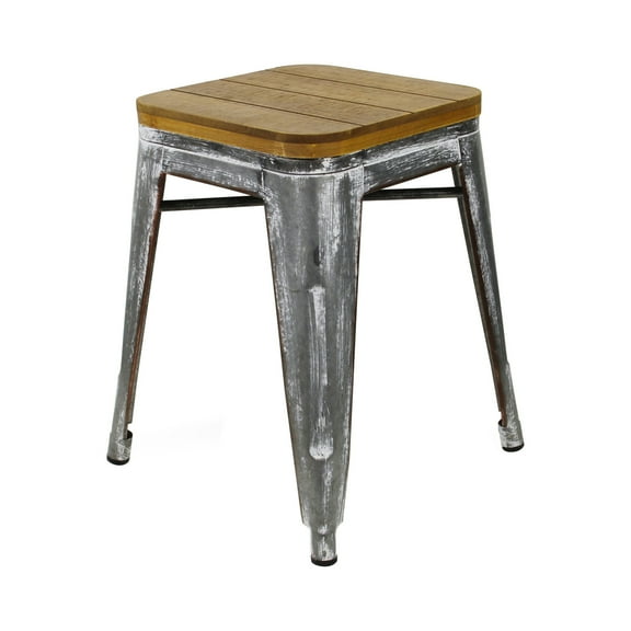 Cheungs Wood Top Stool With Metal Base - 15.25" X 15.25" X 18.25"