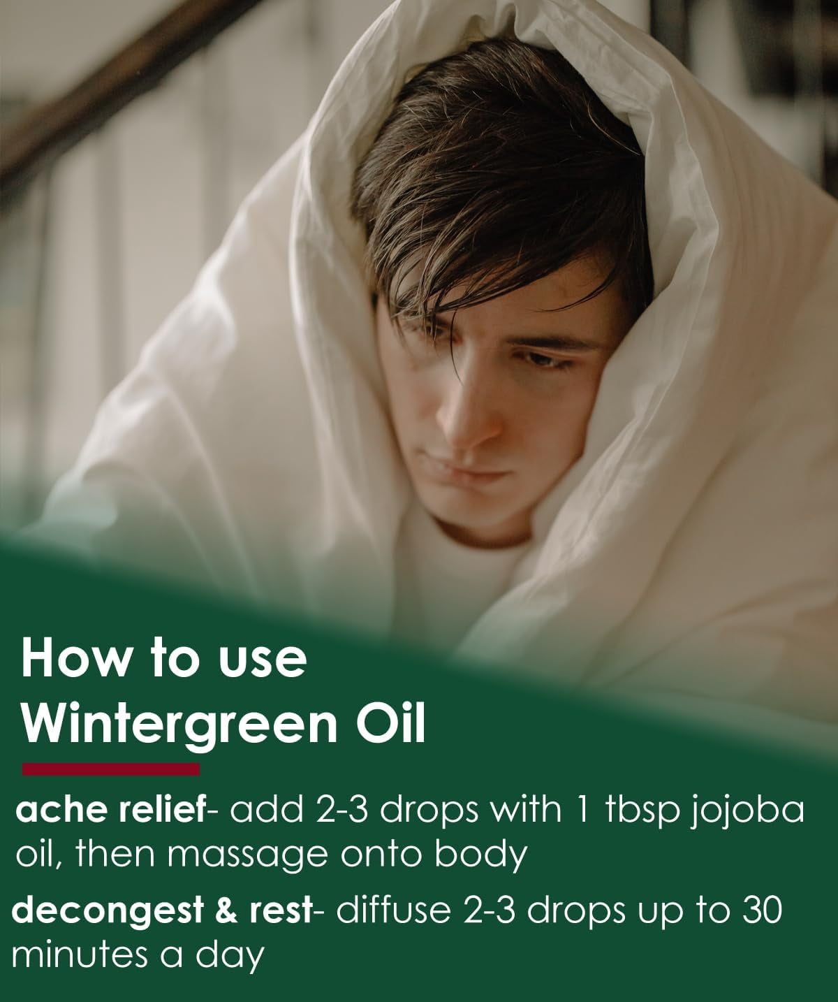 GreenHealth Wintergreen – 8 fl oz (237 ml) Aluminum Bottle w/Plug Cap – 100% Pure Essential Oil