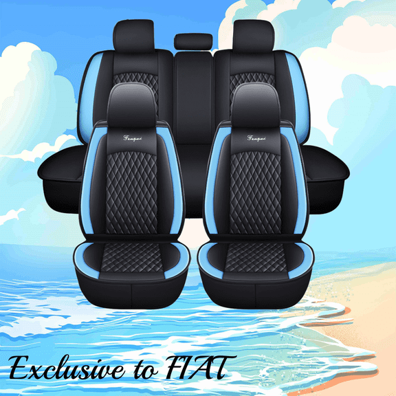 Tuqiang Car Seat Covers for FIAT for Linea 2007-2018 5-seater Leather Auto Seat Protector, Waterproof Scratch-resistant Luxury Auto Seat Cushion Protector, Seat Cushion Cover Black and Blue