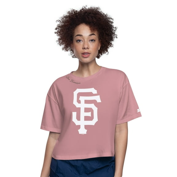 Women's Starter Pink San Francisco Giants Play the Ball Boxy Cropped T-Shirt