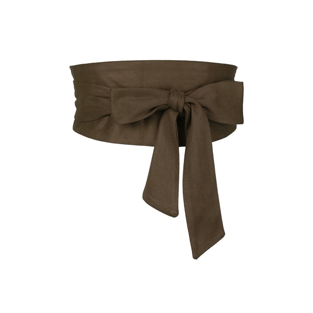 Cinturón Obi sólido para mujeres de tallas grandes INSPIRE CHIC, cinturón de lazo autoadherente, cinturón ancho para vestido de 22.05-32.28" color café
