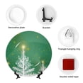 thumbnail image 4 of Balery Christmas Green Print Bone China Decorative Plate Ceramic Dinner Plates Art Crafts with Display Stand-7in, 4 of 6