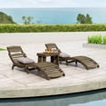 thumbnail image 2 of Lisbon Outdoor Acacia Wood 3 Piece Chaise Lounge Set, Gray, 2 of 7
