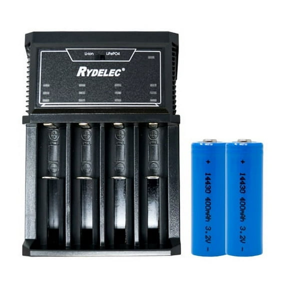 T4 4 Slot Smart Charger 2 x 3.2 Volt 400 mAh LiFePO4 14430 Batteries