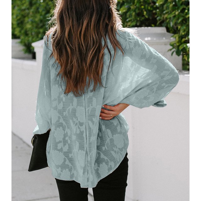Women Casual Tops, Elegant Charming Button Down Long Sleeve Blouse For Holiday For Dating