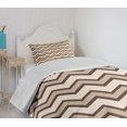 thumbnail image 4 of Ambesonne Tan Quilted Bedspread Set 2 Pcs, Classic Chevron Zigzags, Twin Size, Brown and Tan, 4 of 6
