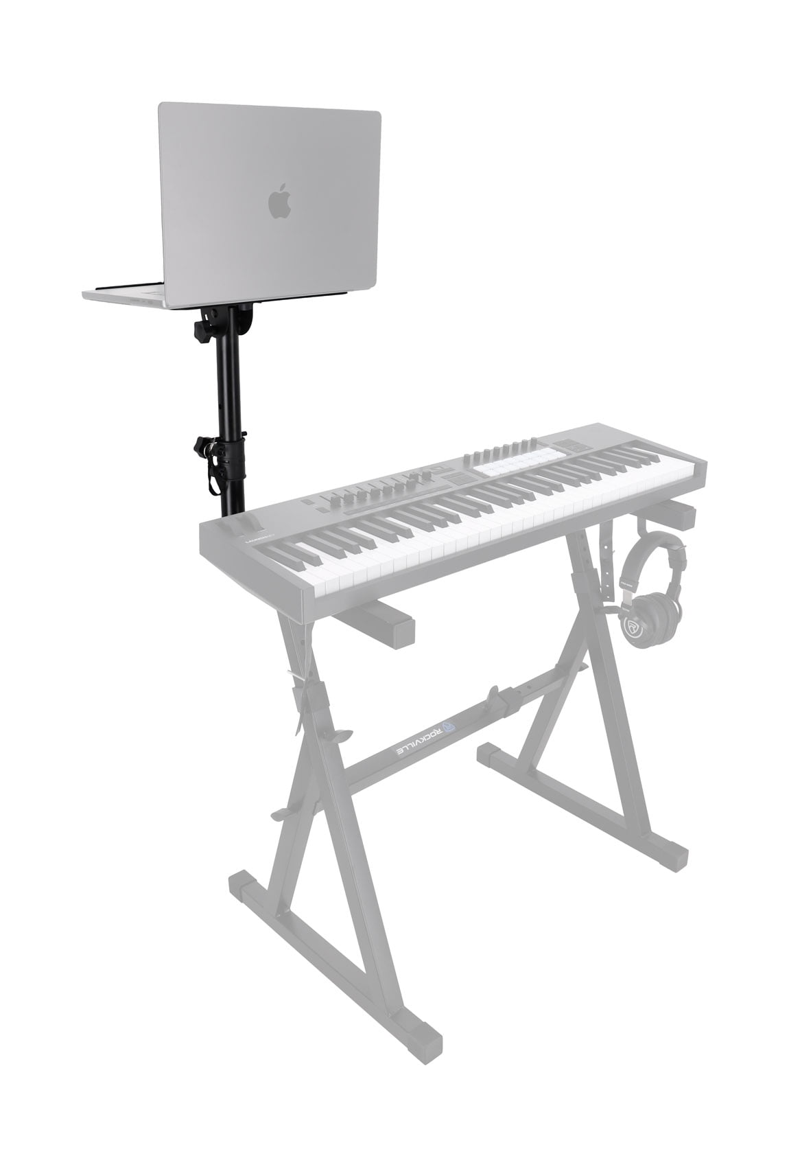 Rockville ZLS Laptop Stand Attachment for Z-Stands, 12 inch x 9.5 inch Tray – Adjustable Height & 0–75 degree Tilt, Silicone Anti-Slip Pad, Fits 35mm x 35mm Square Tube