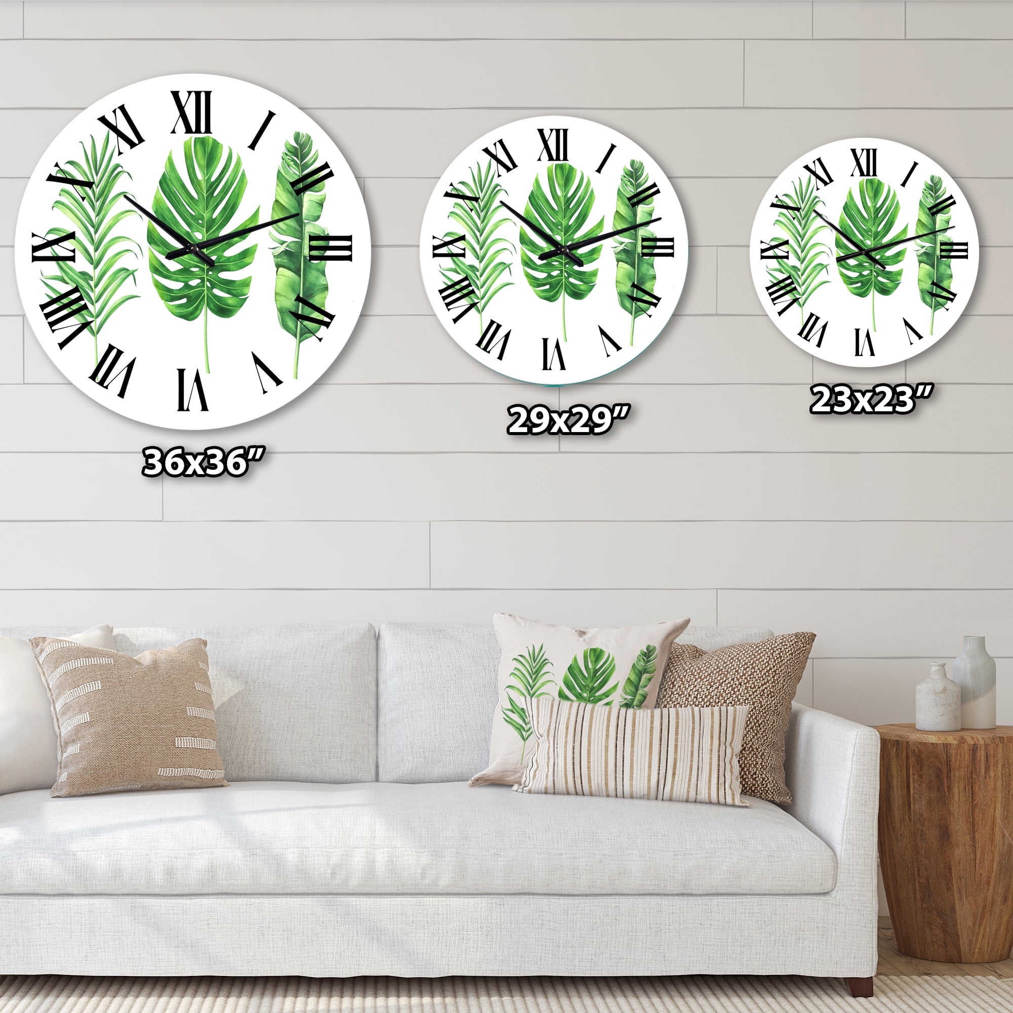 Designart 'Tropical Leaf Of Monstera Iv' Farmhouse Wall Clock