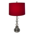 thumbnail image 2 of Royal Designs Brush Nickel Lamp with Crystal Ball Accents and Red Shallow Drum Hardback Lamp Shade, 2 of 7