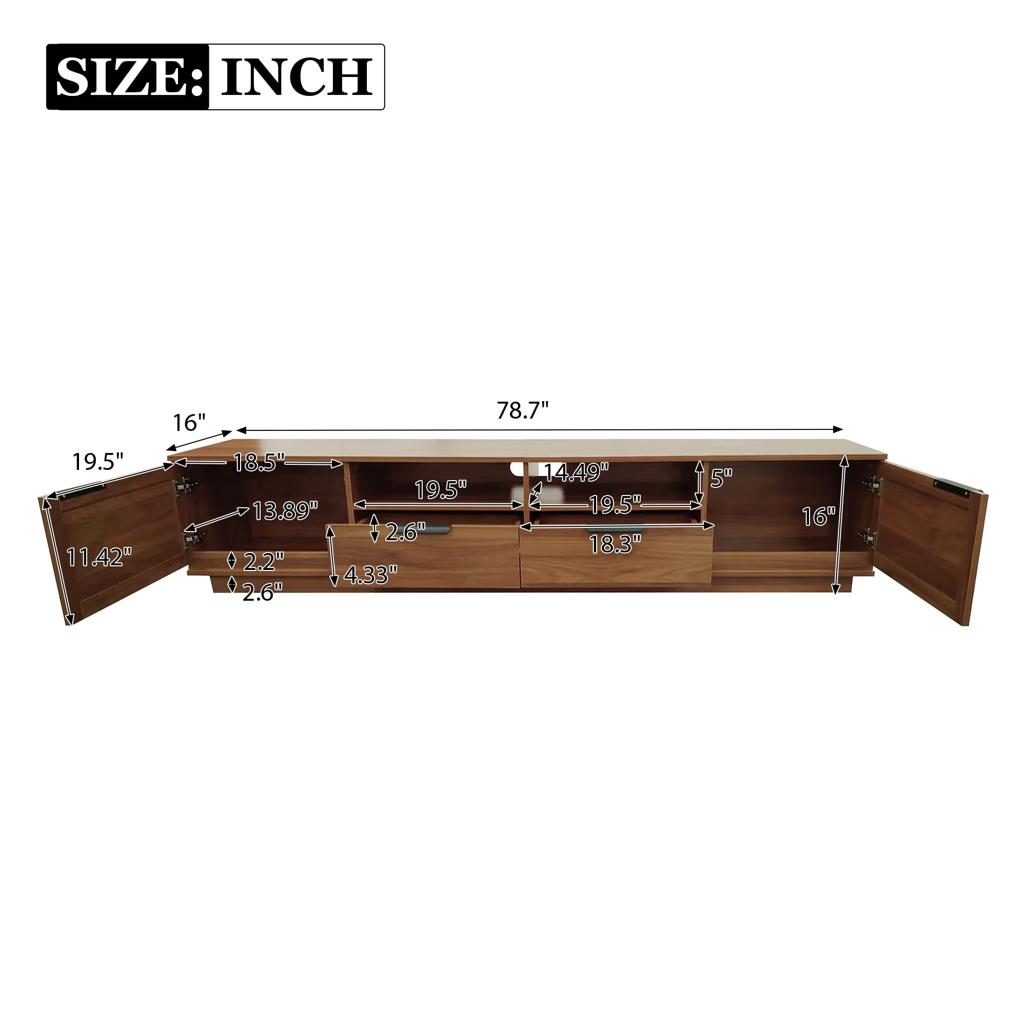 Homy Casa TV Stand for Living Room, Media Entertainment Console with Organized Storage