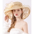 thumbnail image 4 of Women's Organza Church Hat- Fascinator Bridal Floral Tea Party Wedding Hat, Flower Wide Brim Sun Hat, 4 of 6