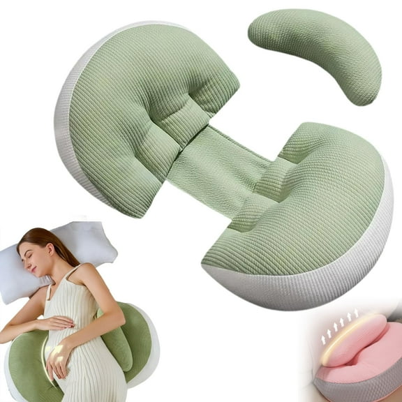 Tottlebee Pregnancy Pillow 2025 Upgrade - Portable Memory Foam Support Pillow, Travel Friendly & Machine Washable for Custom Comfort