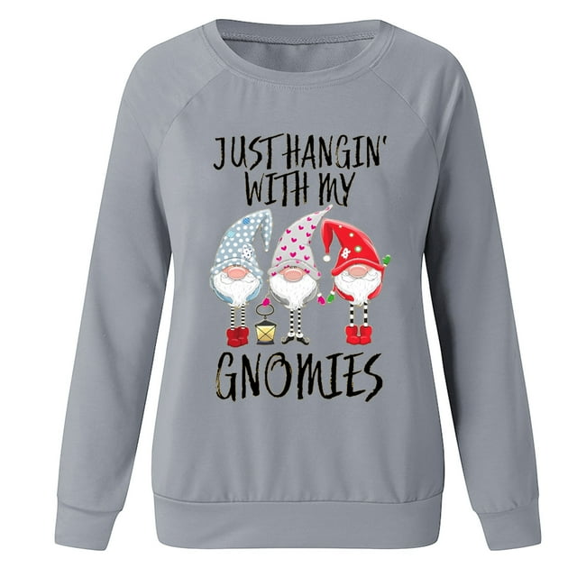 TopLLC Chandails de Noël Laids pour Femmes, T-shirt à Col Rond Imprimé de Noël, Manches Longues, Blouse Décontractée en Liquidation
