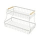 thumbnail image 2 of Cesta de frutas de dos niveles, soporte para almacenar verduras con asas de madera y estructura metálica. Blanco, 2 of 9