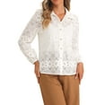 thumbnail image 4 of INSPIRE CHIC Women's Puff Long Sleeve Button Down Collar Shirt Elegant Blouse Top XS White, 4 of 6