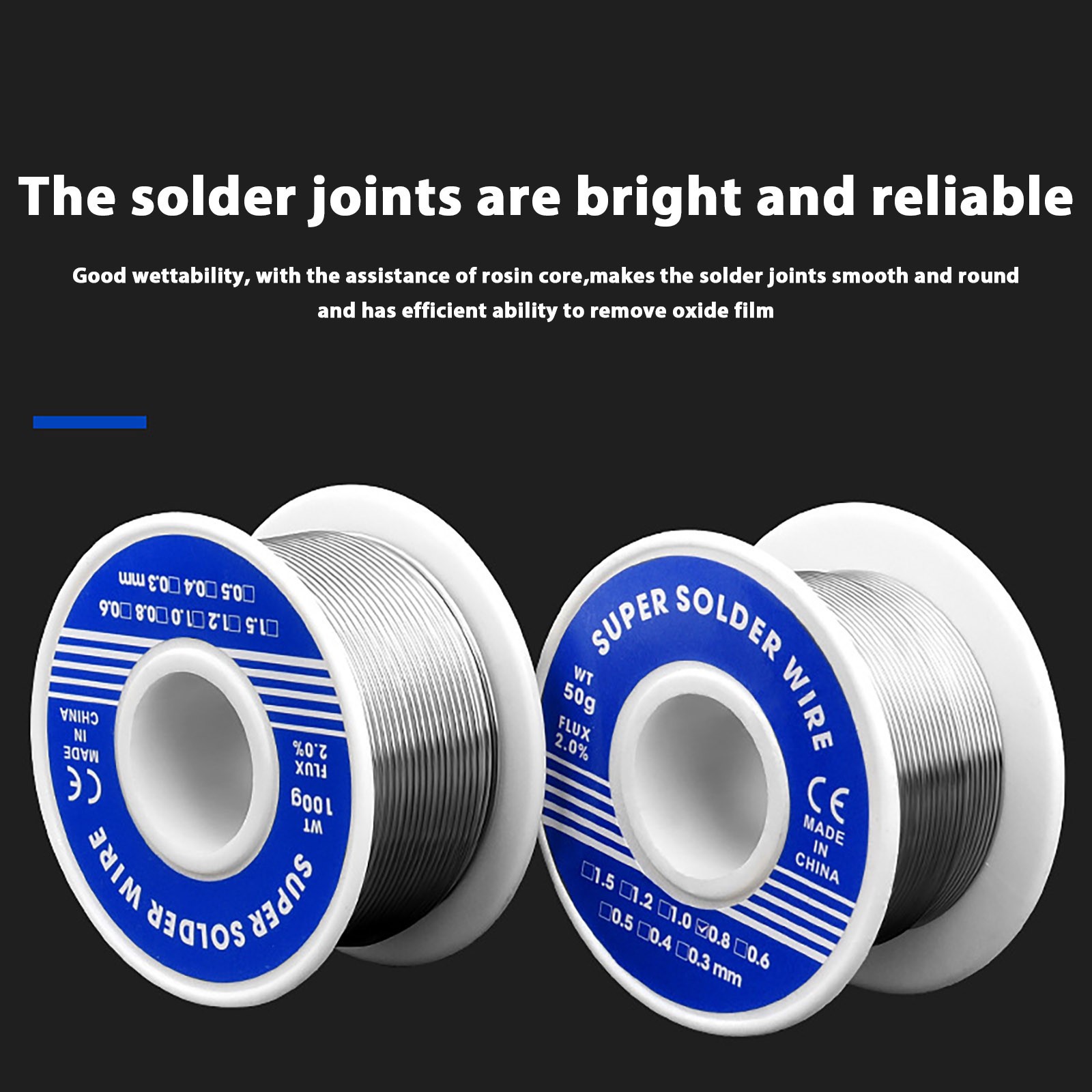 Solder, 63/37 Tin Lead Line Soldering Rosin Core Solder Flux Welding Wire Reel for Electrical Soldering Ultra-Thin Solder Wire (Dia 0.8mm, 30g)