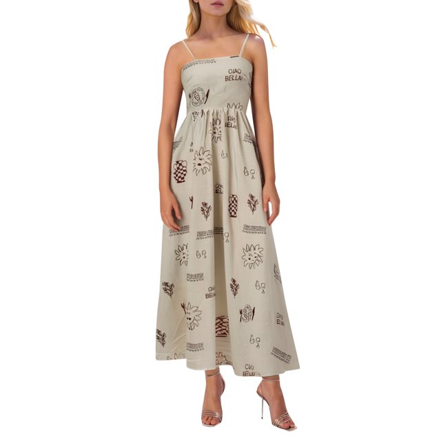 Kcodviy Robes d'Été pour Femmes à Imprimé, Dos Ajouré, Bretelles, Robe d'Été Décontractée