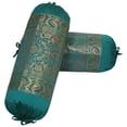 thumbnail image 2 of Stylo Culture Traditional Polydupion Cylindrical Tube Pillow Bolster Pillow Covers Dark Green Elephant Jacquard Brocade Border Large Couch Cylinder Cushion Covers (Set of 2) | 30x15 Inches (76x38 cm), 2 of 5