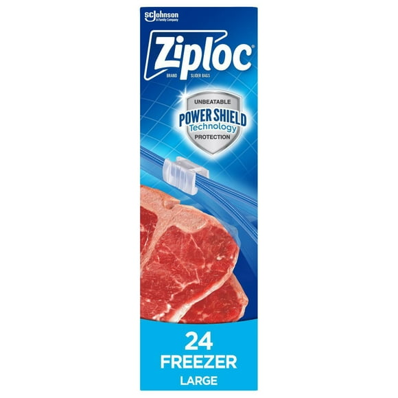 Ziploc® Slider Freezer Bags with Power Seal Technology, Large, 24 Bags