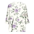 thumbnail image 6 of VBVC Women's Floral 3/4 Sleeve Button Down Shirt , Casual Loose V-Neck Blouse For Women, Ladies' Breathable Tunic Tops with Pockets,Multicolor,S-2XL, 6 of 6