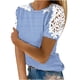 thumbnail image 1 of Camisas de Manga Corta para las Mujeres Impresión Cuello Redondo Suéter Encaje Camisa, Blusa de Verano Casual para las Mujeres, 1 of 5