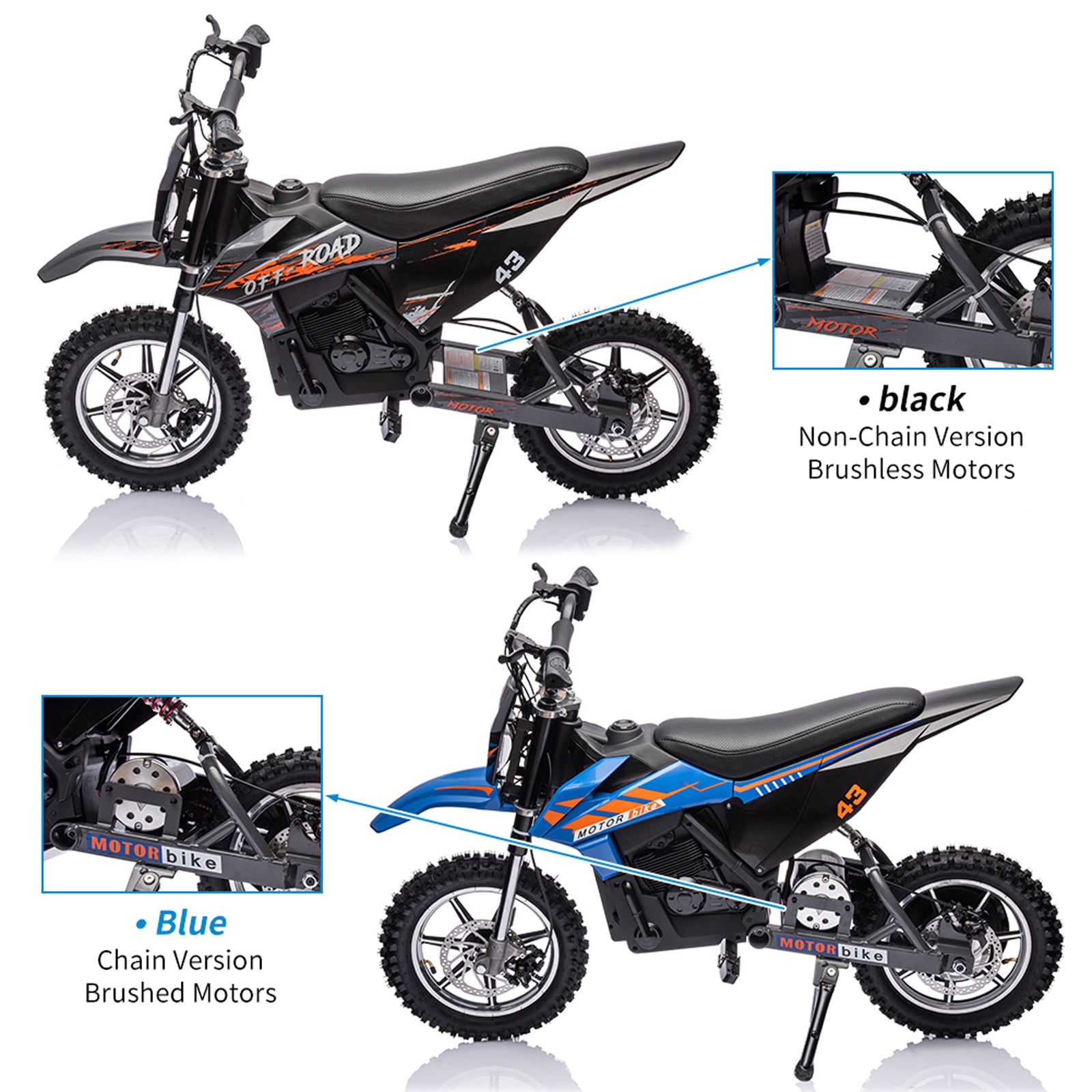 CazToi 36V 500W Kids Electric Dirt Bike 15.5mph Off-Road Motorcycle Motocross Bike for Kids 14+