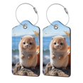 thumbnail image 5 of Rocae Cute Guinea Pig Sea for Leather Luggage Baggage Tags ID Label Privacy Cover ID Label with Stainless Steel Loop and Address Card, 5 of 5