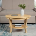 thumbnail image 3 of American Heritage Round Coffee Table with Shelf in Beige Wood Finish, 3 of 6