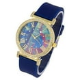 thumbnail image 3 of Stand Out Get Noticed! Big Face Ladies Bejeweled Rubber Iced Out Colorful Watch with Genuine Rhinestone Diamond Accents - Touch of Female Celebrity Glamour - ST10800 Navy Blue, 3 of 5