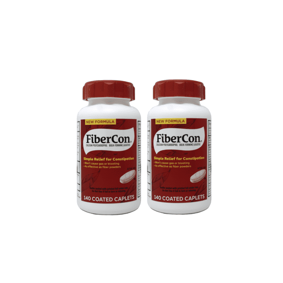 2 Pack FiberCon Fiber Therapy for Regularity Supplement 140 Caplets Each