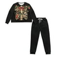 thumbnail image 2 of DISNIMO Skull Print Womens Pajama Sets Long Sleeve Sleepwear Matching Long Pants 2 Piece Pjs Set Round Neck Lounge Set Nightwear with Pocket, S, 2 of 7