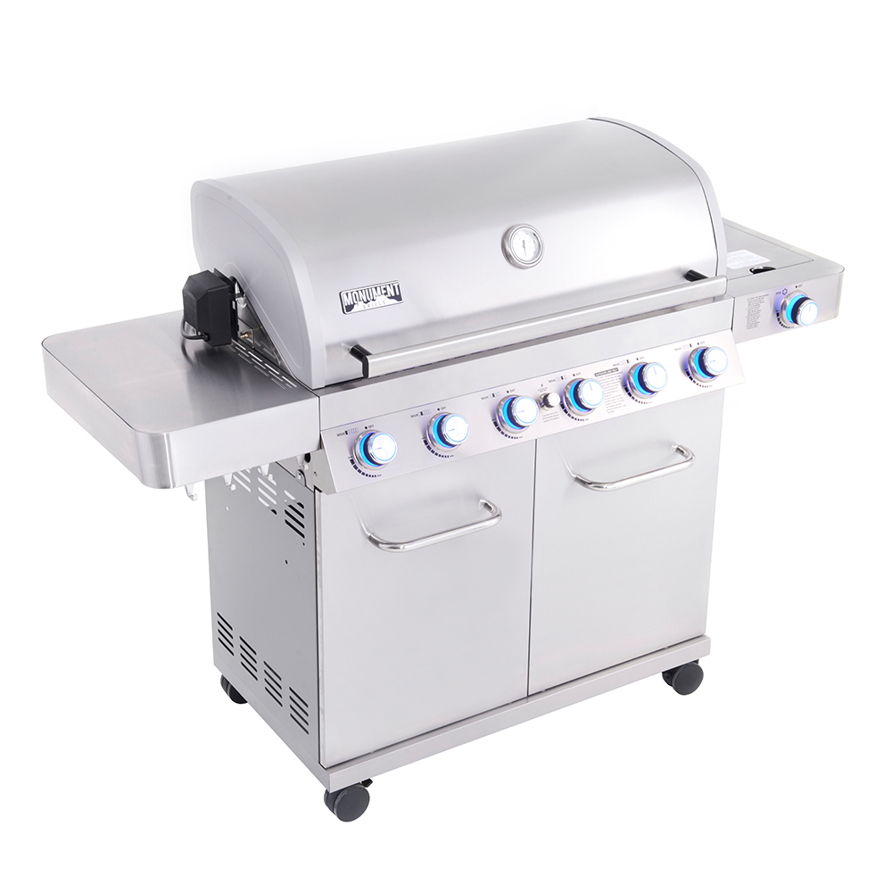 Monument Grills 77352 6-Burner Propane Gas Stainless Grill with LED Controls, Side Burner and Rotisserie Kit - image 4 of 11