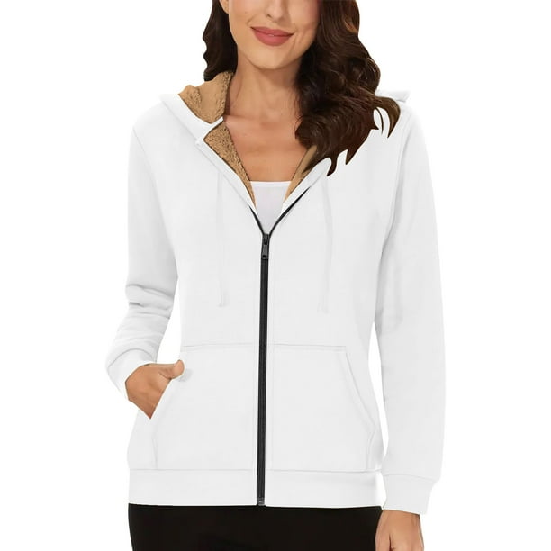 Chaquetas y abrigos casuales con capucha de manga larga para mujer, sudaderas con capucha de manga larga para invierno, cálidas, con forro polar, cremallera, capucha, chaqueta, abrigo con bolsillo, ab