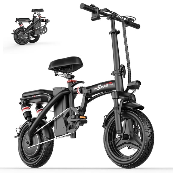 AZHAR Electric Bike for Adults, 500W Motor Folding Mountain Bike 14" , 25 Mph 30 Miles, 48V 15Ah Removable Battery, UL 2849
