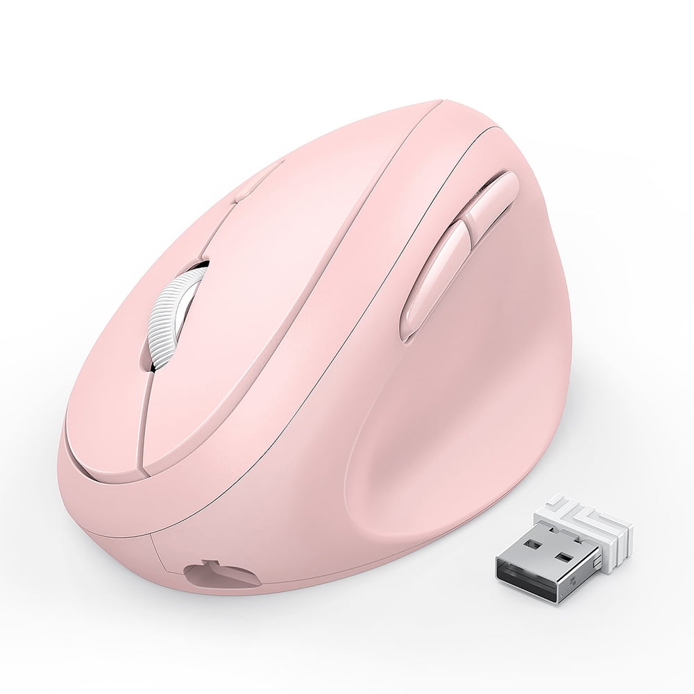 Ergonomic Wireless Mouse, Jelly Comb Rechargeable 2.4GHz Wireless Ergonomic Vertical Mouse Optical Mice with Adjustable DPI 1000/1600/2400 - MV09F (Pink)