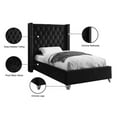 thumbnail image 4 of Meridian Furniture Aiden Solid Wood Tufted Velvet Wing Back Twin Bed in Black, 4 of 5